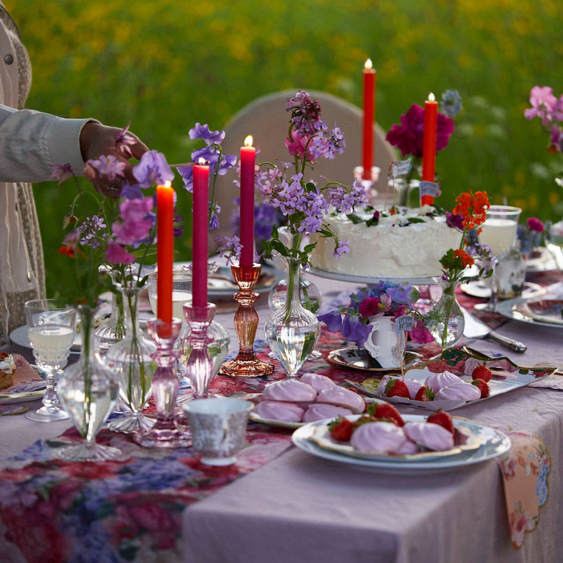 Inner Orange and Pink Dinner Candles - Home Décor