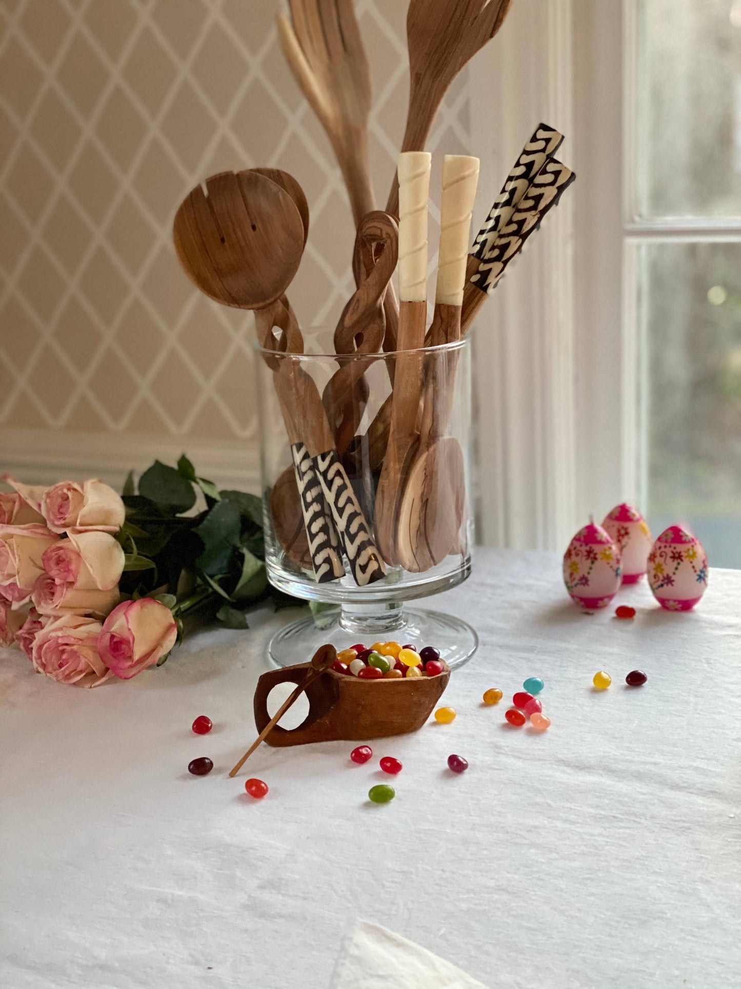 Braided Batik Olive Wood Serving Handles