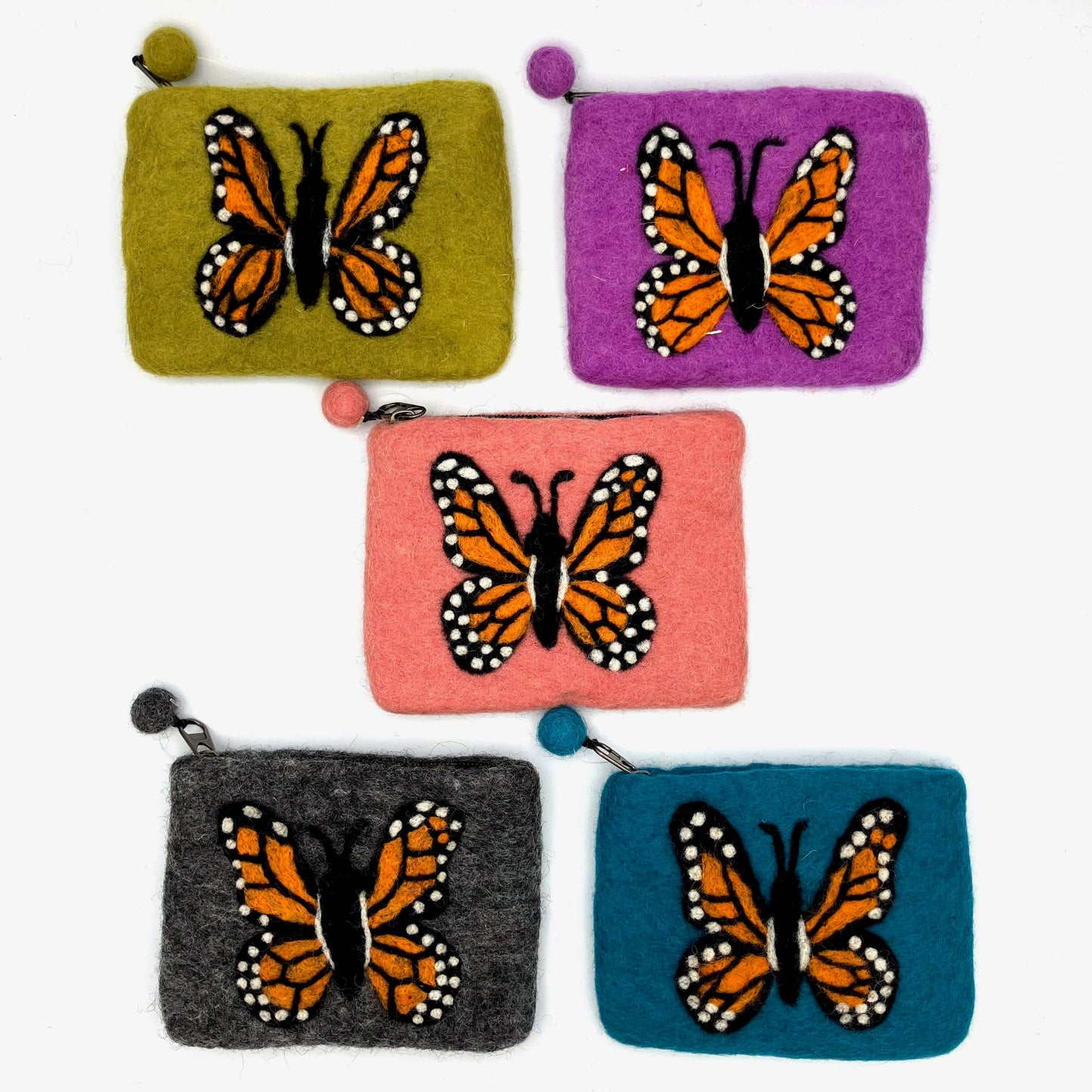 Monarch Butterfly Felt Coin Purse: Purple