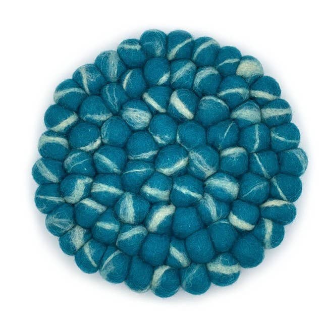 Blue Marble Felt Ball Trivet