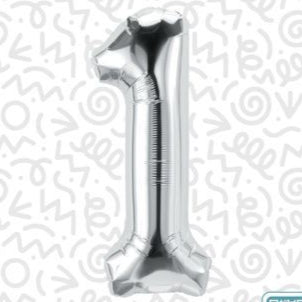 34" Silver Number 1 Foil Balloon (D)