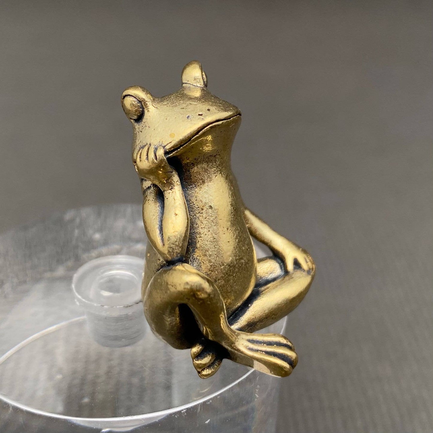Brass Sitting Frog Figurine