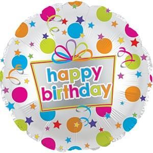 18" Happy Birthday Dots Mylar Balloon