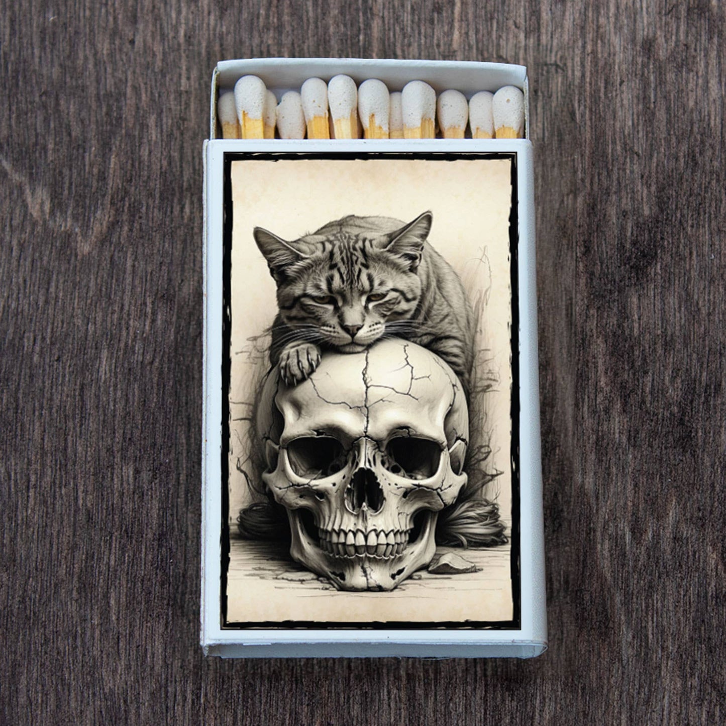 Cat on Skull Matchbox