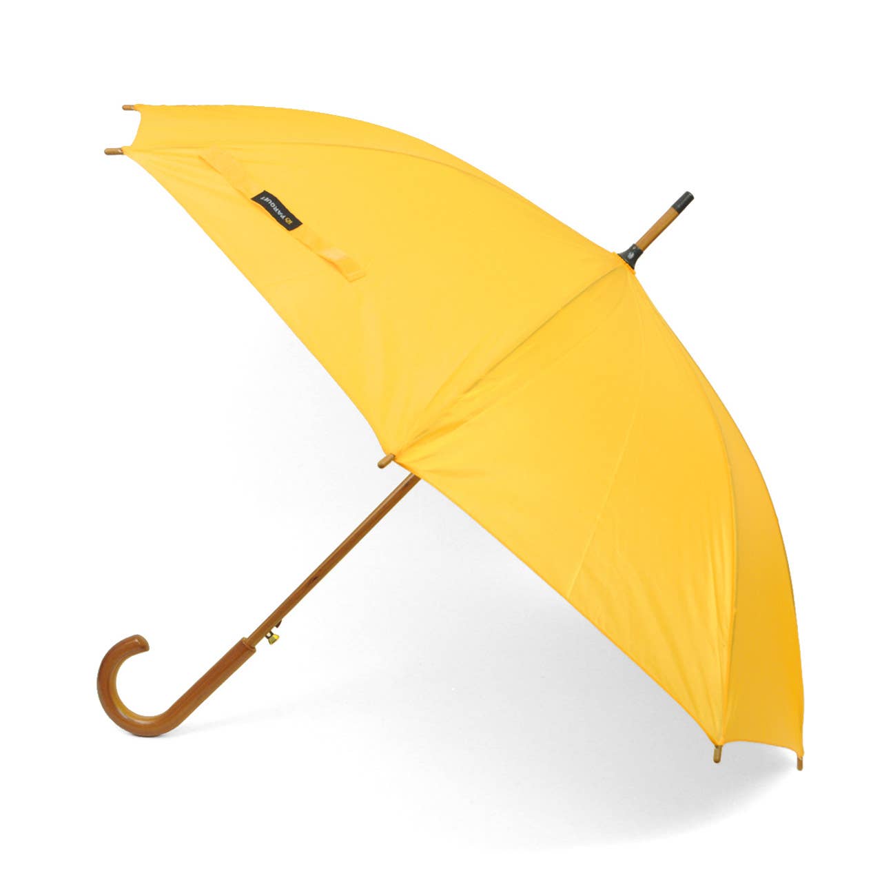 Wooden Auto-Open Umbrella with Metal Frame - Yellow