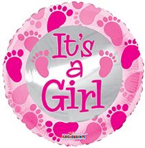 18" Baby Girl Foot Prints Foil Balloon