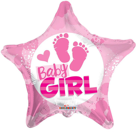 18" It's a Girl Foot Print Star Shape Foil Balloon