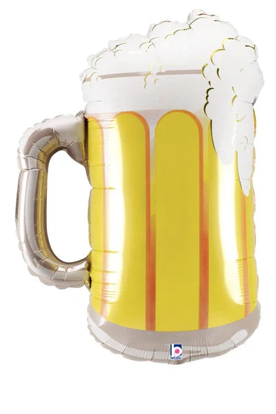 Beer Mug shaped foil balloon with white background