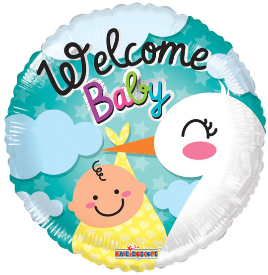 18" Welcome Baby Stork Foil Balloon