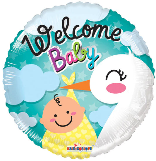 18" Welcome Baby Stork Foil Balloon