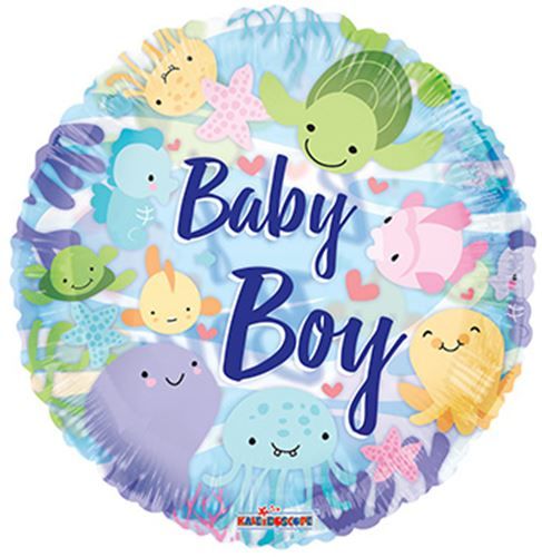 18" Baby Boy Under the Sea Circle Clearview Balloon