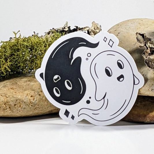 Kawaii Ghost Yin Yang Balance Sticker