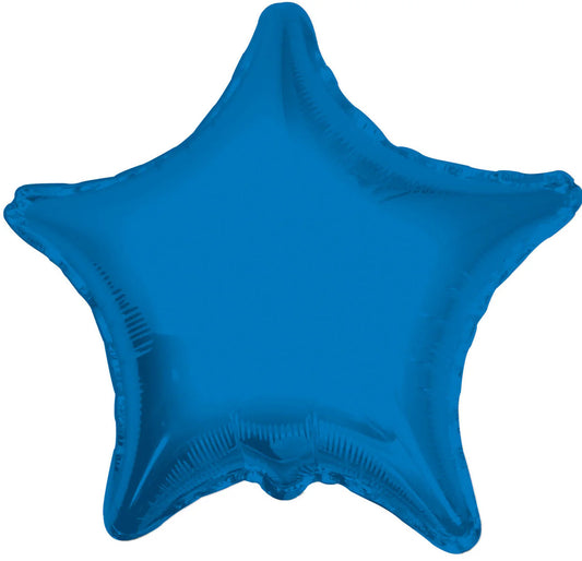 Blue star shaped balloon on a white background
