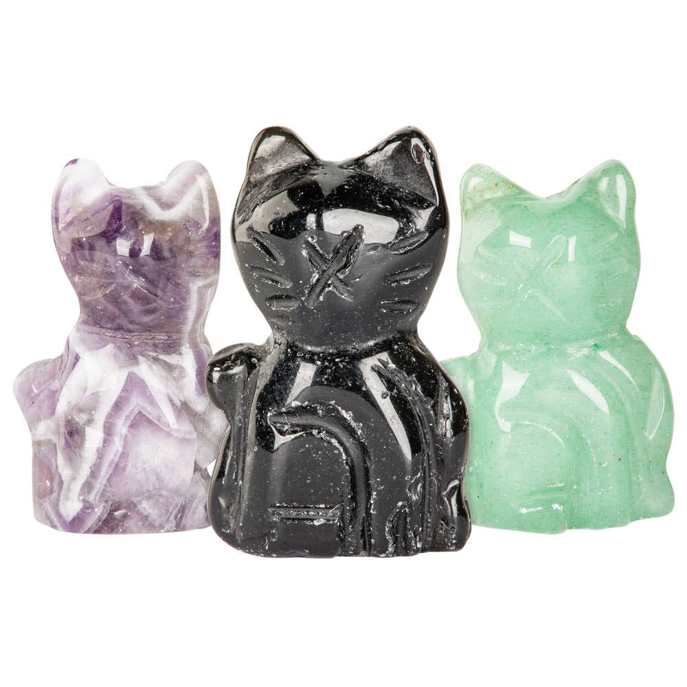 Gemstone Cat - Black Obsidian