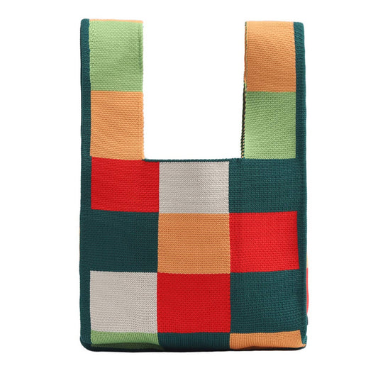 Mini Multicolor Block Pattern 2 Knit Tote Bag