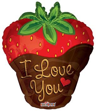 18" I Love You Strawberry Shape Mylar Balloon