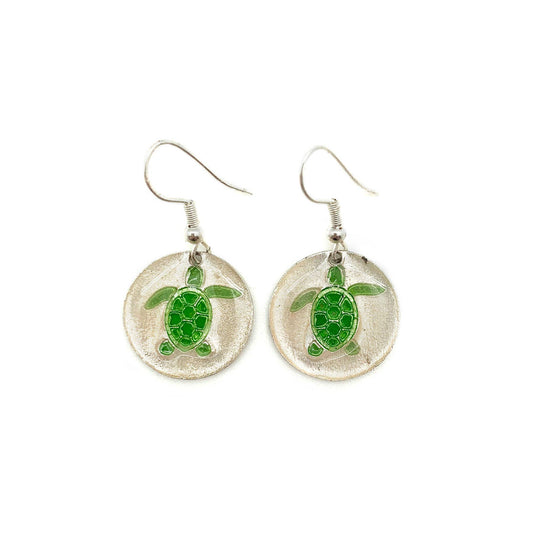 Light Green Tortoise Pewter Earrings