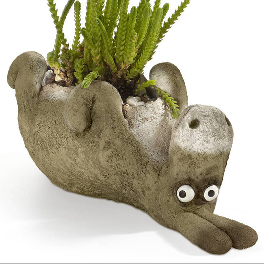 Planter shaped like a donkey on its back