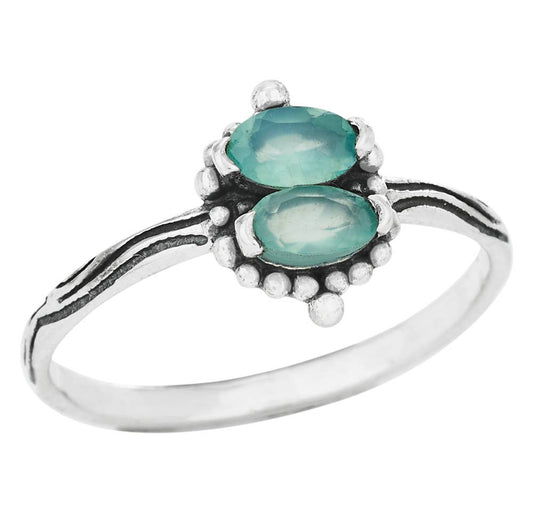 Double Chalcedony Sterling Silver Ring: 7