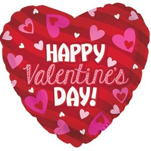 18" Happy Valentine's Day Stripes Foil Heart Balloon