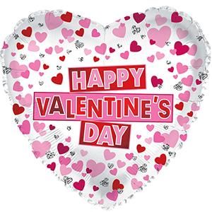 18" Happy Valentines Day Red & Pink Hearts Mylar Balloon