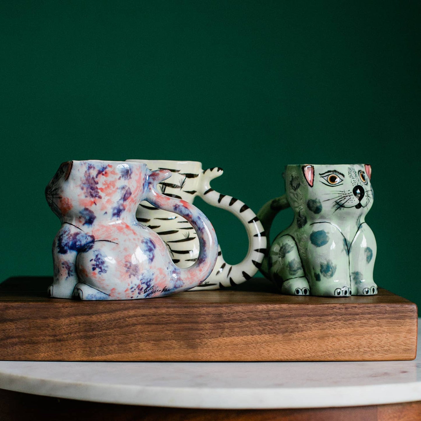 Hand-Painted Guatemalan Ceramic Cat Coffee Mug
