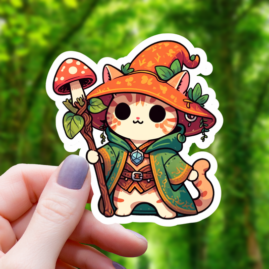 Cat Mushroom Druid Sticker