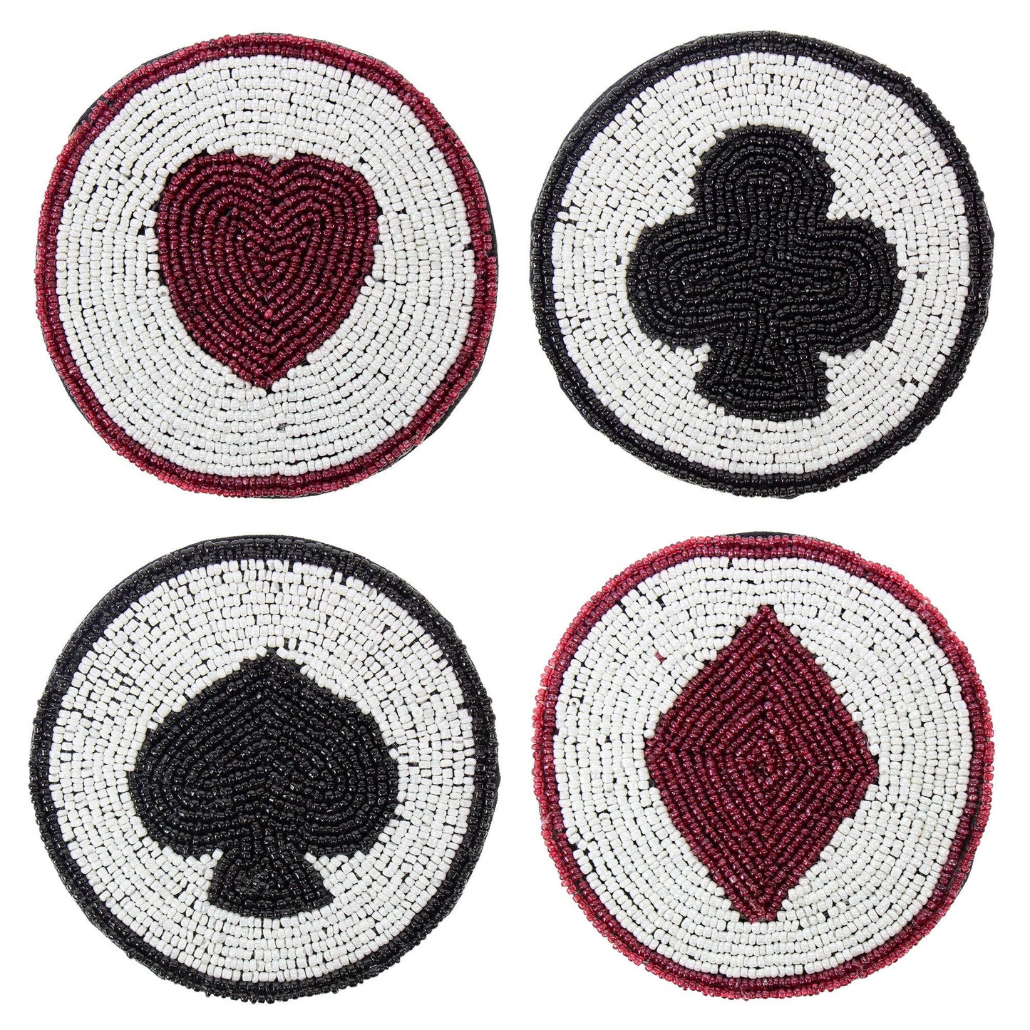Card Suits Glass Beaded Coasters - Set of 4