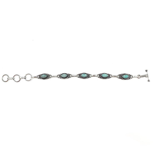 Amazonite Silver Link Bracelet