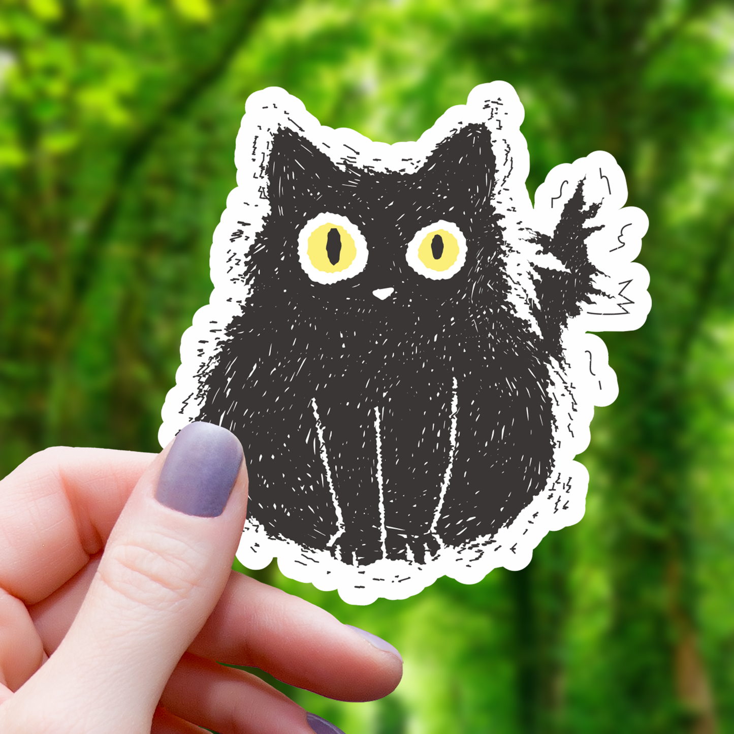 Electrified Black Cat Sticker