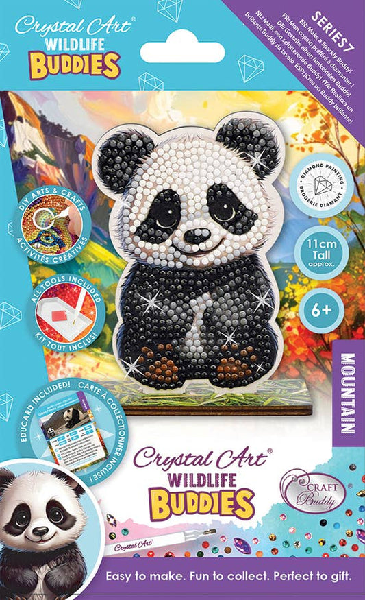 Crystal Art Wildlife Buddies panda craft kit packaging with colorful design