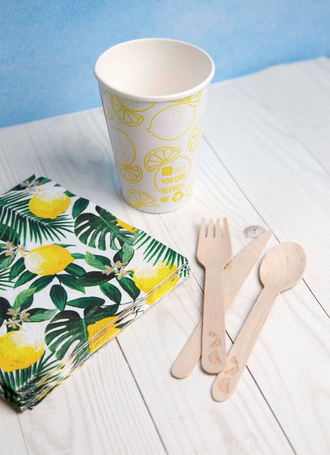 Recyclable Lemon Paper Cups - 8 Pack