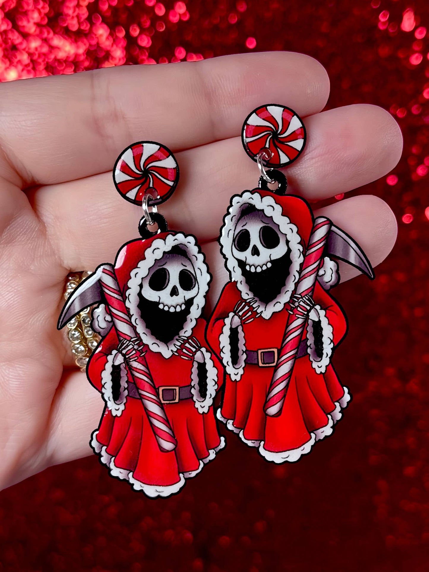 Grim Reaper Santa Dangle Earrings