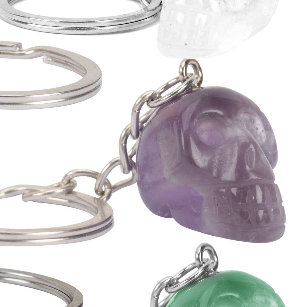 Amethyst Crystal Skull Keychain