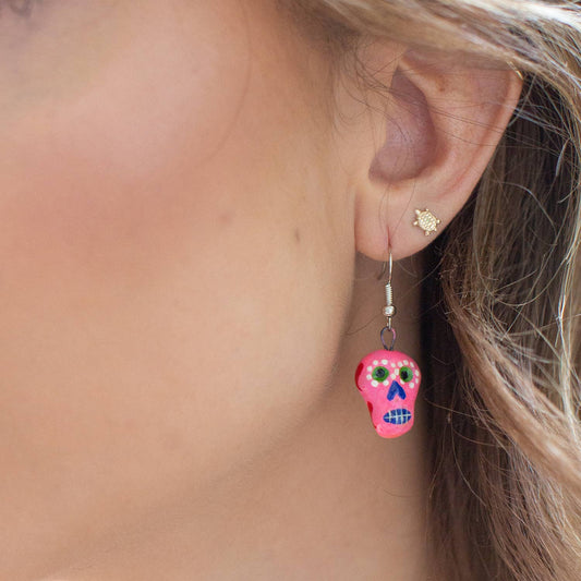 Skeleton Sugar Skull Ceramic Earrings