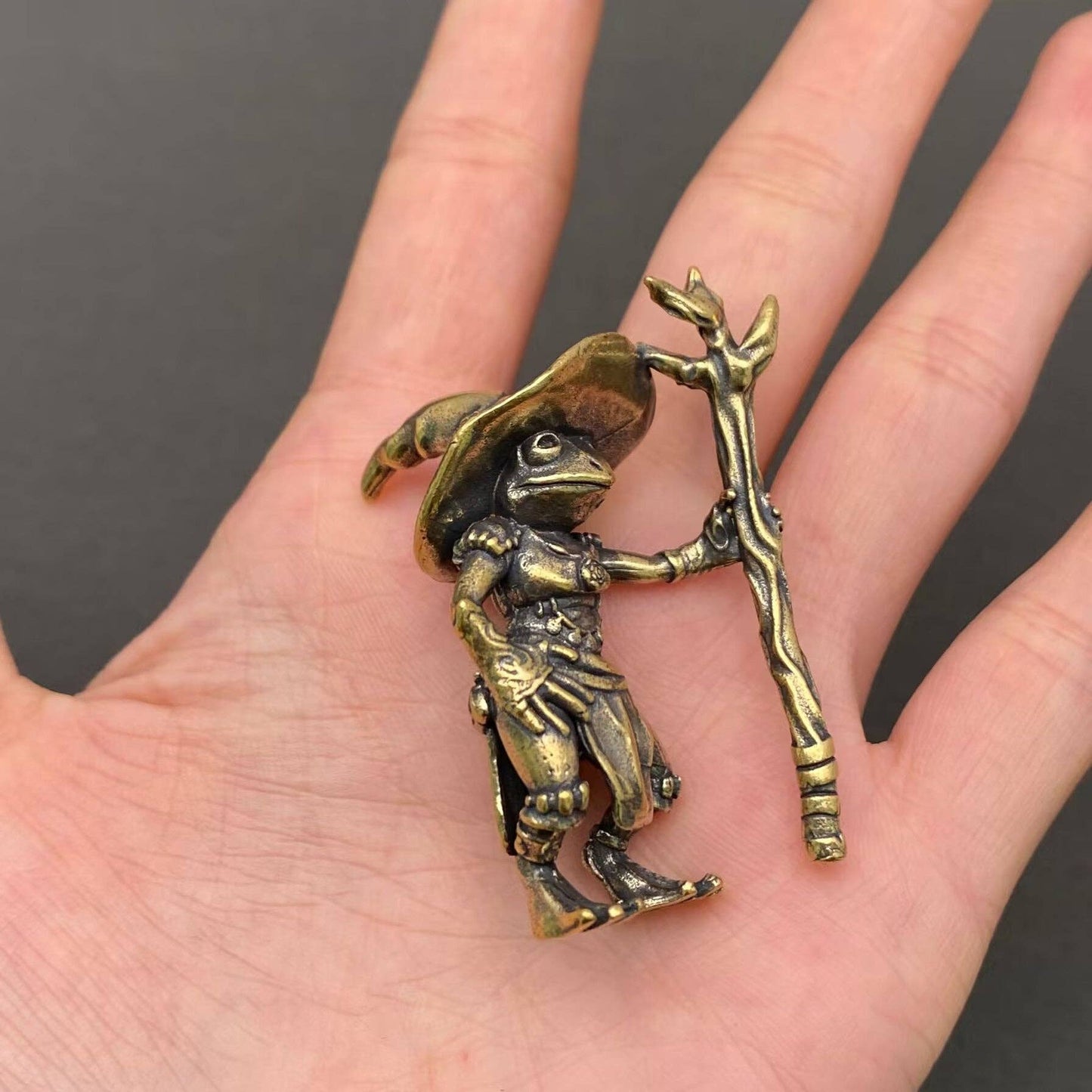 Brass Wizard Frog Figurine