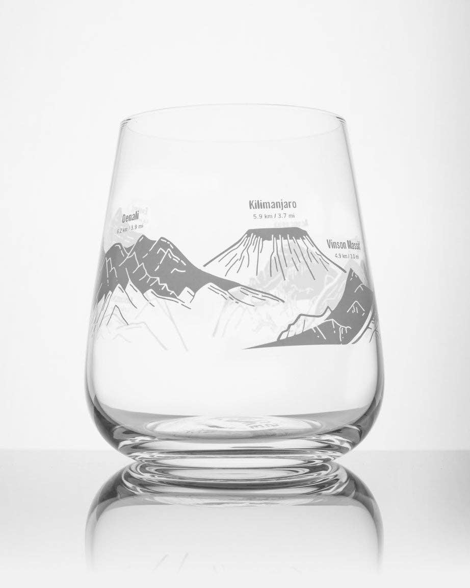 Mountain Peaks of the World Wine Glass: Gold Foil