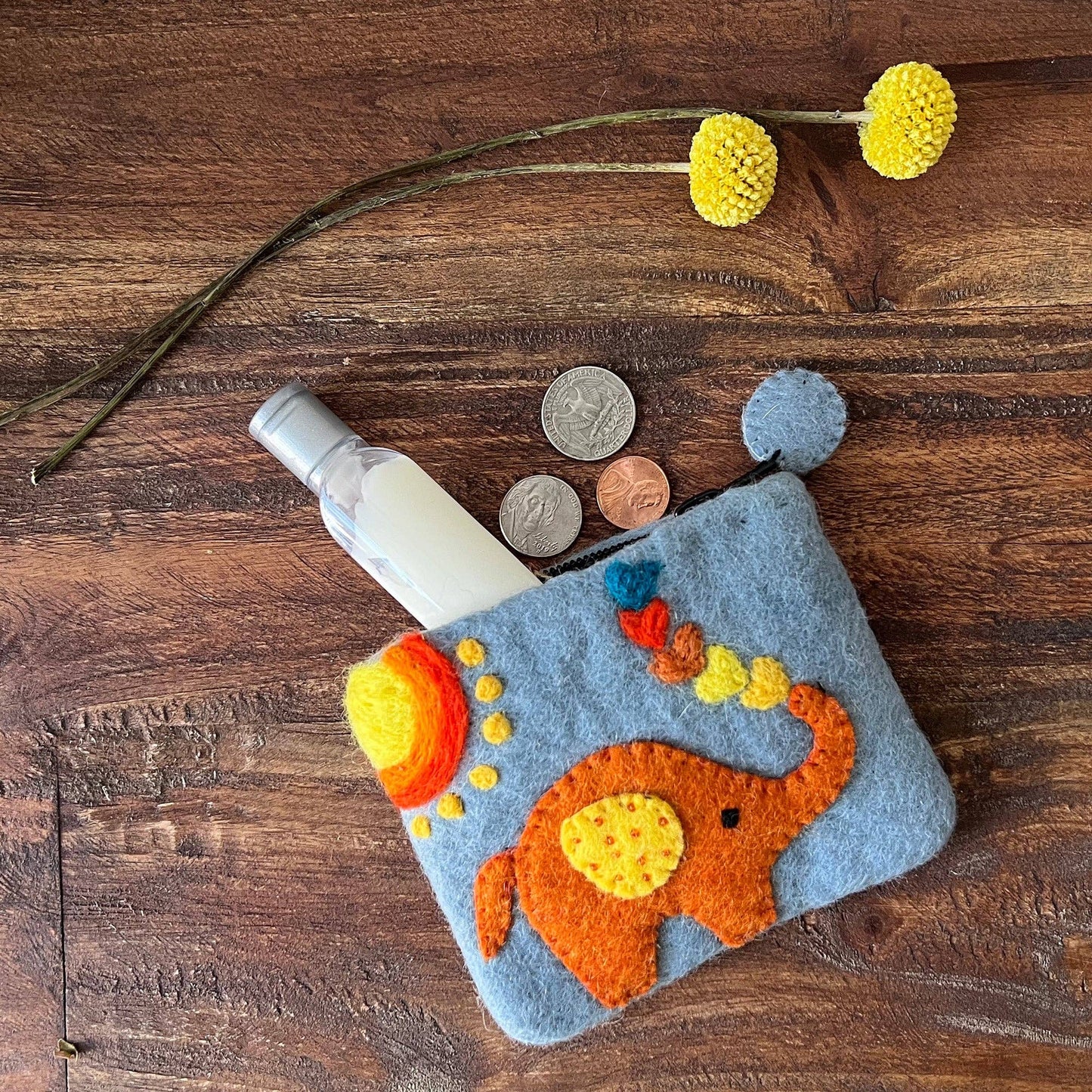 Elephant Felt Zipper Pouch
