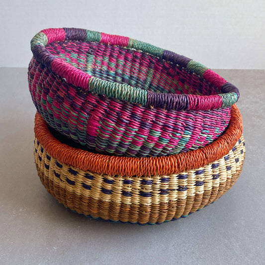 Round Bolga Basket - Assorted Colors