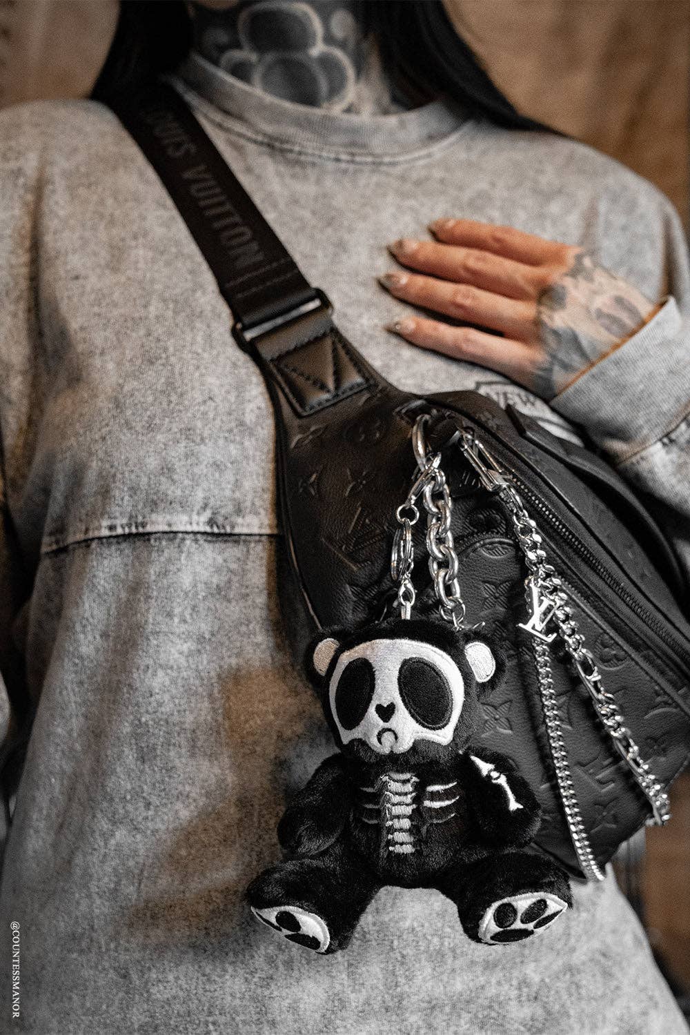 Grumpy Bones Bear Plush Keychain