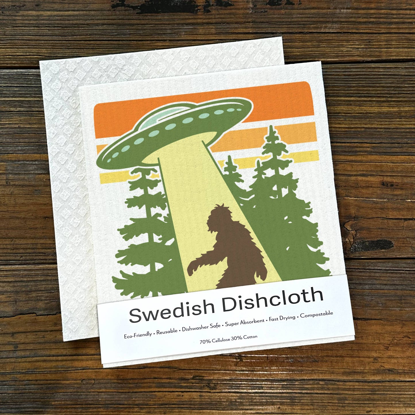UFO Bigfoot Swedish Dishcloth