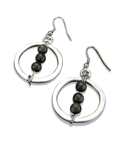 Banjara Earrings Antique Silver with Azurite Jasper