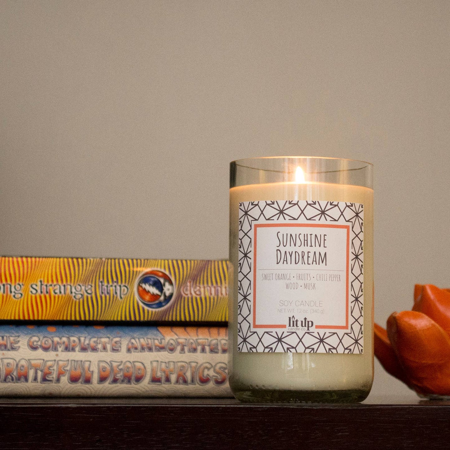 Sunshine Daydream 12 oz. soy candles in wine bottles