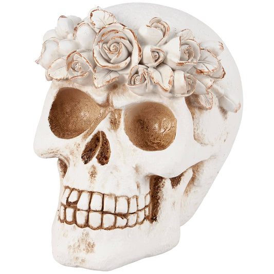 Floral Skull Figurine