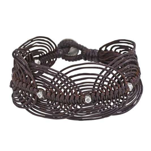 Tilt a Whirl Woven Bracelet with Sterling Silver Beads