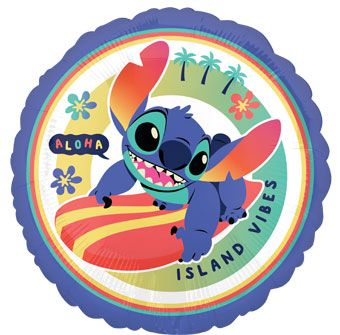 Stitch character foil balloon on a white background