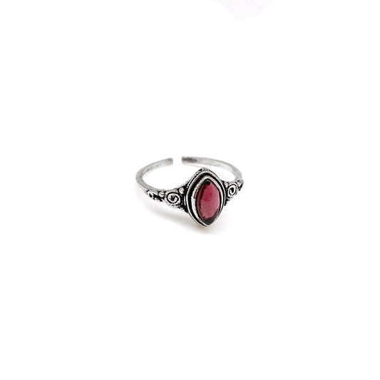 Silver Marquise with Garnet Ring