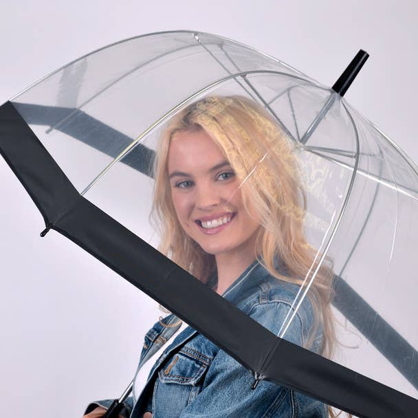 See-Thru-Bubble Wind-Resistant Premium Clear Umbrella - Black