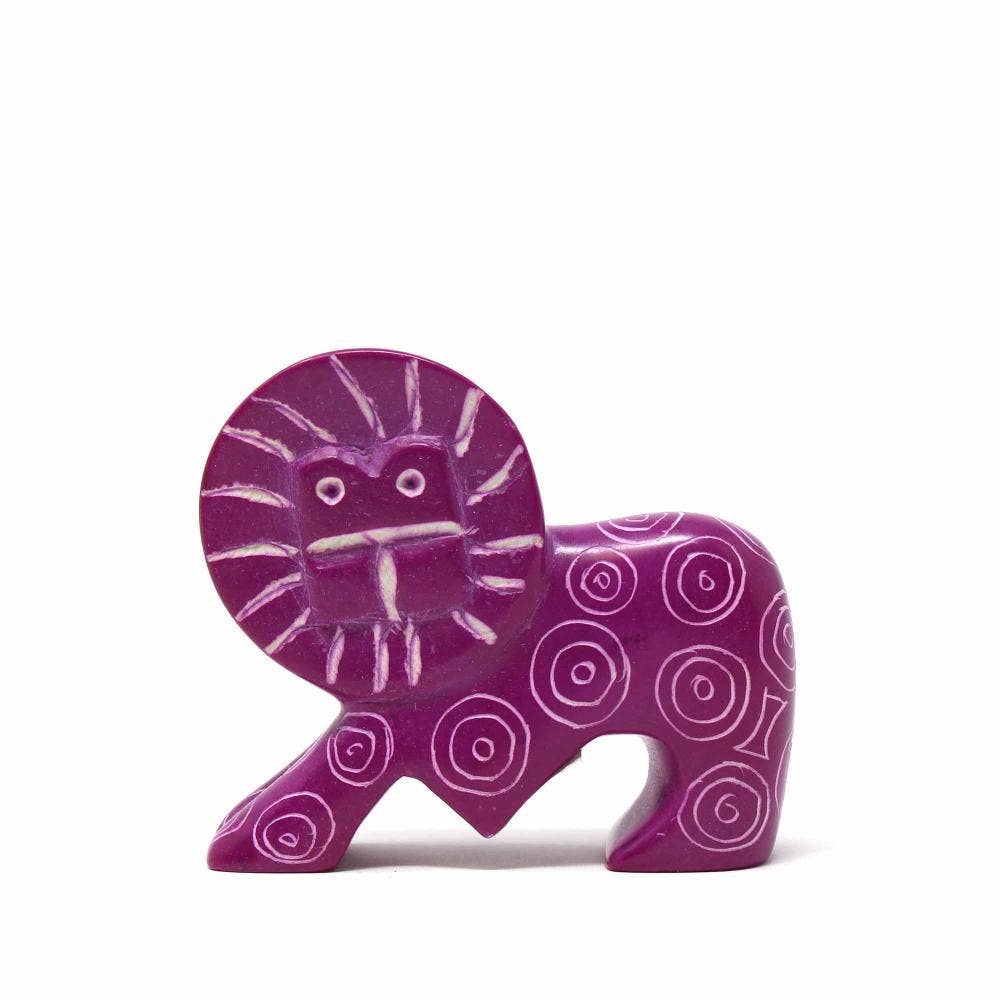 Fuchsia Soapstone Lion