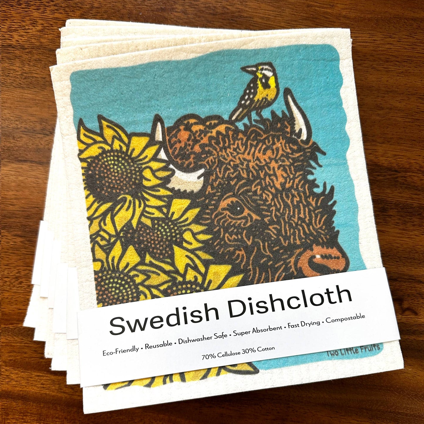 Highland Cow Swedish Dishcloth